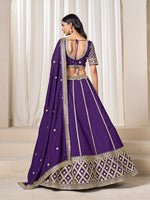 Thumbnail for Monjolika Fashion Purple Art Silk Wedding Wear Lehenga Choli Set - Distacart