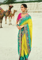 Thumbnail for Monjolika Fashion Multicolor Embroidered Georgette Bandhej Designer Saree