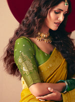Thumbnail for Monjolika Fashion Viscose Silk Mustard Saree With Rich Zari Weaving & Designer Tassels