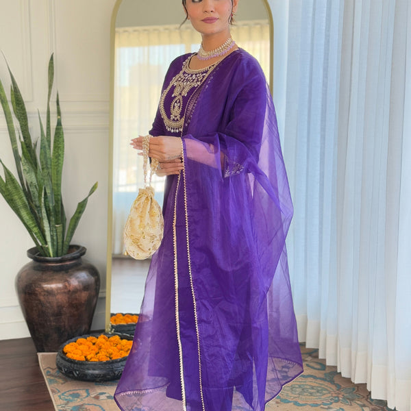 The52 Beautiful Embroidery Work with Rayon Slub Fabric Straight Kurta, Pant and Dupatta Set - Distacart