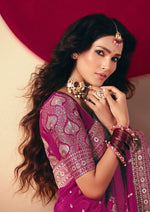 Thumbnail for Monjolika Fashion Viscose Silk Magenta Saree With Rich Zari Weaving & Designer Tassels