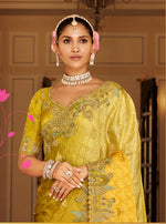 Thumbnail for Monjolika Fashion Silk Blend Silk Saree In Mustard Yellow With Rich Meenakari Zari Weaving