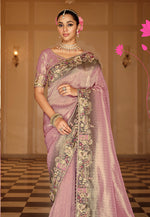 Thumbnail for Monjolika Fashion Silk Blend Silk Saree In Onion Pink With Rich Meenakari Zari Weaving