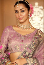 Thumbnail for Monjolika Fashion Silk Blend Silk Saree In Onion Pink With Rich Meenakari Zari Weaving