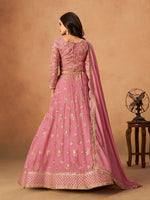 Thumbnail for Monjolika Fashion Embroidered Pink Organza Trendy Lehenga Choli - Distacart