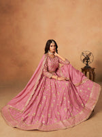 Thumbnail for Monjolika Fashion Embroidered Pink Organza Trendy Lehenga Choli - Distacart