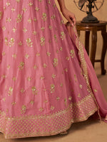 Thumbnail for Monjolika Fashion Embroidered Pink Organza Trendy Lehenga Choli - Distacart