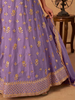 Thumbnail for Monjolika Fashion Embroidered Lavender Organza Trendy Lehenga Choli - Distacart