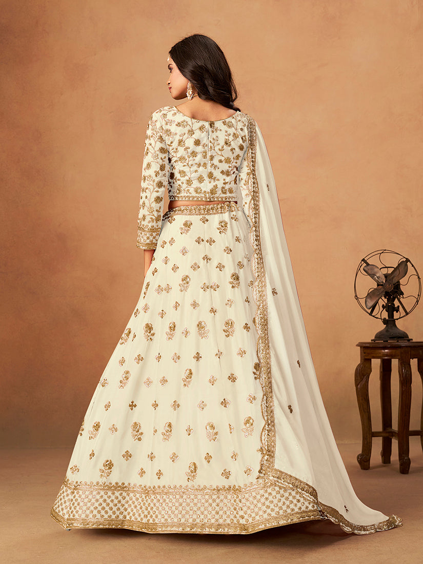 Monjolika Fashion Embroidered White Organza Trendy Lehenga Choli - Distacart