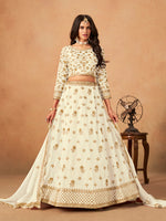 Thumbnail for Monjolika Fashion Embroidered White Organza Trendy Lehenga Choli - Distacart
