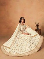 Thumbnail for Monjolika Fashion Embroidered White Organza Trendy Lehenga Choli - Distacart