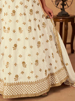Thumbnail for Monjolika Fashion Embroidered White Organza Trendy Lehenga Choli - Distacart