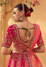 Thumbnail for Monjolika Fashion Rani Pink Banarasi Silk Wedding Wear Lehenga With Embroidery Work