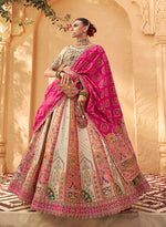 Thumbnail for Monjolika Fashion Multicolor Banarasi Silk Wedding Wear Lehenga With Embroidery Work