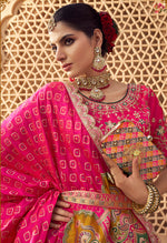 Thumbnail for Monjolika Fashion Onion Pink Banarasi Silk Wedding Wear Lehenga With Embroidery Work