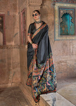 Thumbnail for Monjolika Fashion Black Printed Silk Contemporary Saree