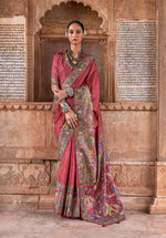 Thumbnail for Monjolika Fashion Maroon Printed Silk Contemporary Saree