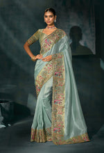 Thumbnail for Monjolika Fashion Beige Color Silk Blend With Cutdana Moti Jardoshi Heavy Work Beautiful Border Saree