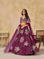 Thumbnail for Monjolika Fashion Wine Embroidered Art Silk Reception Trendy Lehenga Choli