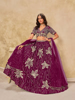Thumbnail for Monjolika Fashion Wine Embroidered Art Silk Reception Trendy Lehenga Choli