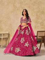 Thumbnail for Monjolika Fashion Hot Pink Embroidered Art Silk Reception Trendy Lehenga Choli