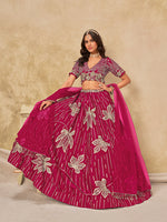 Thumbnail for Monjolika Fashion Hot Pink Embroidered Art Silk Reception Trendy Lehenga Choli