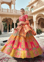 Thumbnail for Monjolika Fashion Rani Pink Premium Banarasi Silk With Zarkan & Cutwork Wedding Wear Lehenga