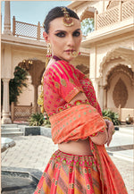 Thumbnail for Monjolika Fashion Rani Pink Premium Banarasi Silk With Zarkan & Cutwork Wedding Wear Lehenga