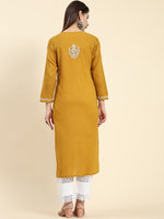 Thumbnail for HOUSE OF KARI Ethnic Motifs Embroidered Chikankari Cotton Kurta - Distacart