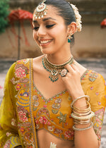 Thumbnail for Monjolika Fashion Mustard Silk Bridal With Sequins And Moti Work Lehenga