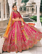Thumbnail for Monjolika Fashion Rani Pink Silk Bridal With Sequins Embroidery And Stone Work Lehenga - Distacart