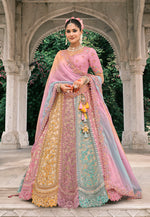 Thumbnail for Monjolika Fashion Multicolor Silk Bridal With Thread Embroidery And Stone Work Lehenga