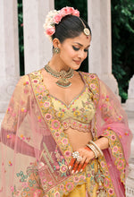 Thumbnail for Monjolika Fashion Yellow Silk Bridal With Thread Embroidery And Stone Work Lehenga - Distacart