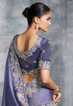 Thumbnail for Monjolika Fashion Lavender Tissue Traditional Saree with Embroidered, Resham and Thread Work for Ceremonial