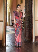 Thumbnail for Monjolika Fashion Pink Zari Woven Work Silk Indian Traditional Wear Saree