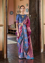 Thumbnail for Monjolika Fashion Magenta Zari Woven Work Silk Indian Traditional Wear Saree