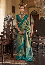 Thumbnail for Monjolika Fashion Sea Green Exclusive Tussar Silk With Elegant Weaving Work Traditional Saree - Distacart