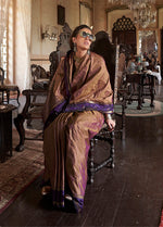 Thumbnail for Monjolika Fashion Brown Exclusive Tussar Silk With Elegant Weaving Work Traditional Saree - Distacart