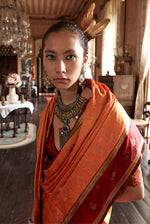 Thumbnail for Monjolika Fashion Orange Exclusive Tussar Silk With Elegant Weaving Work Traditional Saree - Distacart