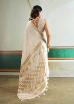 Thumbnail for Monjolika Fashion Off White Handloom Weaving Silk Festival Wear Saree - Distacart