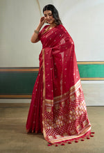 Thumbnail for Monjolika Fashion Maroon Handloom Weaving Silk Festival Wear Saree - Distacart