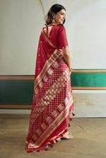 Thumbnail for Monjolika Fashion Maroon Handloom Weaving Silk Festival Wear Saree - Distacart