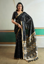 Thumbnail for Monjolika Fashion Black Handloom Weaving Silk Festival Wear Saree - Distacart
