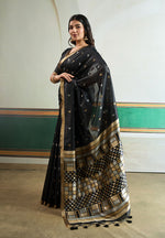 Thumbnail for Monjolika Fashion Black Handloom Weaving Silk Festival Wear Saree - Distacart