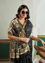 Thumbnail for Monjolika Fashion Black Handloom Weaving Silk Festival Wear Saree - Distacart