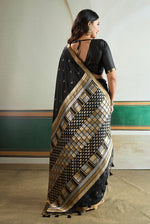 Thumbnail for Monjolika Fashion Black Handloom Weaving Silk Festival Wear Saree - Distacart