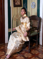 Thumbnail for Monjolika Fashion Cream Color Two Tone Handloom Weaving Silk Traditional Saree