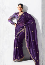 Thumbnail for Monjolika Fashion Purple Fancy Fabric Embroidered Contemporary Saree - Distacart