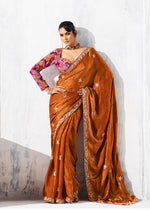 Thumbnail for Monjolika Fashion Rust Fancy Fabric Embroidered Contemporary Saree
