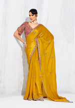 Thumbnail for Monjolika Fashion Mustard Fancy Fabric Embroidered Contemporary Saree